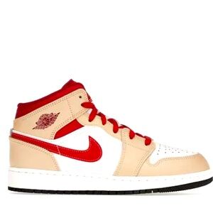 Jordan 1 Mid Light Curry Cardinal GS
